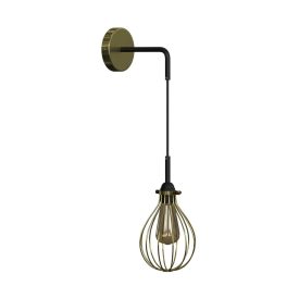  Fermaluce Metal wall lamp with hanging lampshade and curved extension