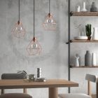 Suspended lamp with textile cable, diamond-shaped lampshade and metal details - Made in Italy - Bulb included