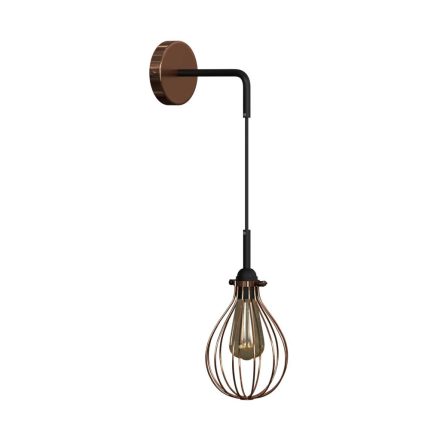 Fermaluce Metal wall lamp with hanging lampshade and curved extension