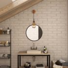 Fermaluce Metal wall lamp with hanging lampshade and curved extension
