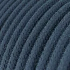 Suspended lamp with textile cable, UFO double-sided wooden lampshade and metal details - Made in Italy - Bulb included