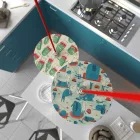 Suspended lamp with textile cable, UFO double-sided wooden lampshade and metal details - Made in Italy - Bulb included