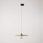 Rail-mounted pendant lamp UFO with double-sided wooden shade