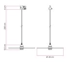 Rail-mounted pendant lamp UFO with double-sided wooden shade