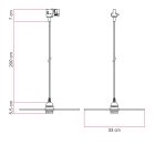 Rail-mounted pendant lamp UFO with double-sided wooden shade