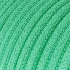 Suspended lamp with textile cable, UFO double-sided wooden lampshade and metal details - Made in Italy - Bulb included