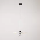 Rail-mounted pendant lamp UFO with double-sided wooden shade