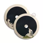 Rail-mounted pendant lamp UFO with double-sided wooden shade