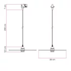 Rail-mounted pendant lamp UFO with double-sided wooden shade