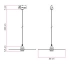 Rail-mounted pendant lamp UFO with double-sided wooden shade