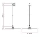 Rail-mounted pendant lamp UFO with double-sided wooden shade