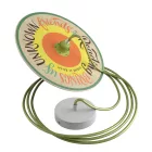  Suspended lamp with textile cable, UFO Pemberly Pond wooden lampshade and metal details - Made in Italy - With bulb