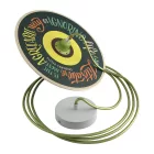  Suspended lamp with textile cable, UFO Pemberly Pond wooden lampshade and metal details - Made in Italy - With bulb