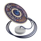  Suspended lamp with textile cable, UFO Pemberly Pond wooden lampshade and metal details - Made in Italy - With bulb