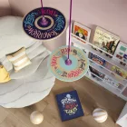  Suspended lamp with textile cable, UFO Pemberly Pond wooden lampshade and metal details - Made in Italy - With bulb