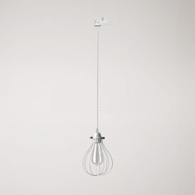 Suspension with teardrop-shaped lampshade for rail