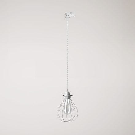 Suspension with teardrop-shaped lampshade for rail