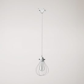 Suspension with teardrop-shaped lampshade for rail