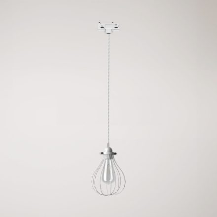 Suspension with teardrop-shaped lampshade for rail