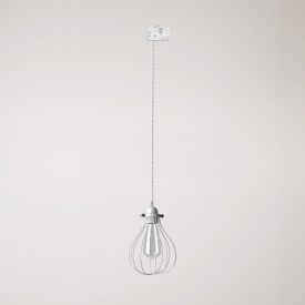 Suspension with teardrop-shaped lampshade for rail