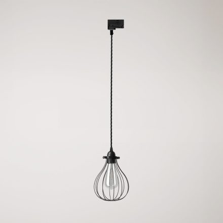 Suspension with teardrop-shaped lampshade for rail