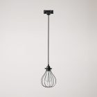 Suspension with teardrop-shaped lampshade for rail