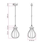 Suspension with teardrop-shaped lampshade for rail