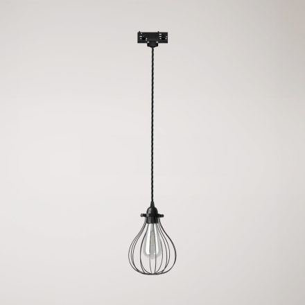 Suspension with teardrop-shaped lampshade for rail