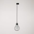 Suspension with teardrop-shaped lampshade for rail
