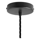 Suspended lamp with textile cable, drop-shaped lampshade and metal details - Made in Italy - Bulb included