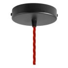 Suspended lamp with textile cable, diamond-shaped lampshade and metal details - Made in Italy - Bulb included