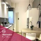 Suspended lamp with textile cable, diamond-shaped lampshade and metal details - Made in Italy - Bulb included