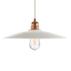 Suspended lamp with textile cable, ceramic lampshade and metal details - Made in Italy - Bulb included