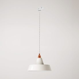 Ceramic pendant lamp for rail, with Industriale lampshade