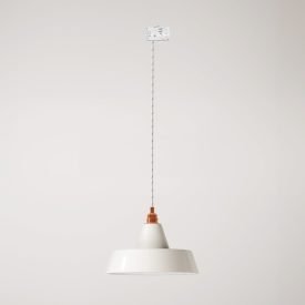 Ceramic pendant lamp for rail, with Industriale lampshade