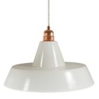 Suspended lamp with textile cable, industrial ceramic lampshade and metal coating - Made in Italy - Bulb included