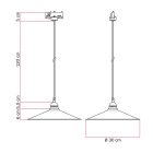 Swing pendant lamp with shade on rail