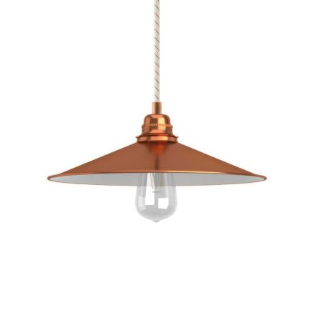 Suspended lamp with textile cable, Swing lampshade and metal details - Made in Italy - Bulb included