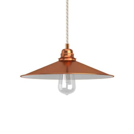  Hanging lamp with textile cable, Swing lamp shade and metal details - Made in Italy - Including bulb