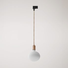 Metal rail-mounted pendant lamp in contrasting design