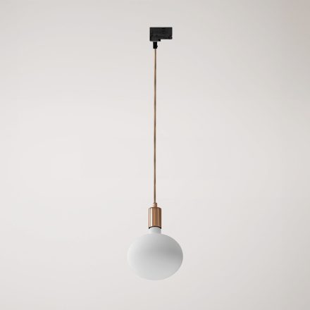 Metal rail-mounted pendant lamp in contrasting design