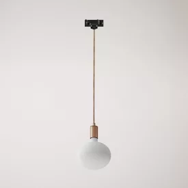 Metal rail-mounted pendant lamp in contrasting design