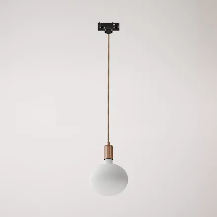 Metal rail-mounted pendant lamp in contrasting design