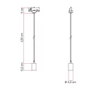 Metal rail-mounted pendant lamp in contrasting design