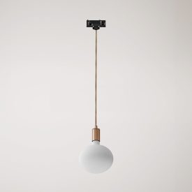 Metal rail-mounted pendant lamp in contrasting design