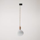 Metal rail-mounted pendant lamp in contrasting design