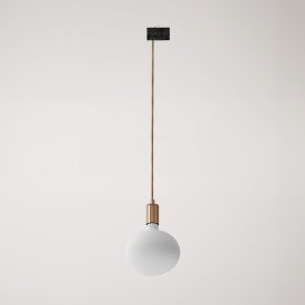 Metal rail-mounted pendant lamp in contrasting design