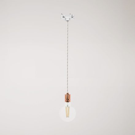 Suspended lamp with knurled aluminum lamp holder for rail