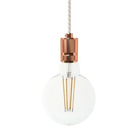   Suspended lamp with textile cable and engraved aluminum lamp holder - Made in Italy - Bulb included