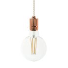 Suspended lamp with textile cable and engraved aluminum lamp holder - Made in Italy - Bulb included